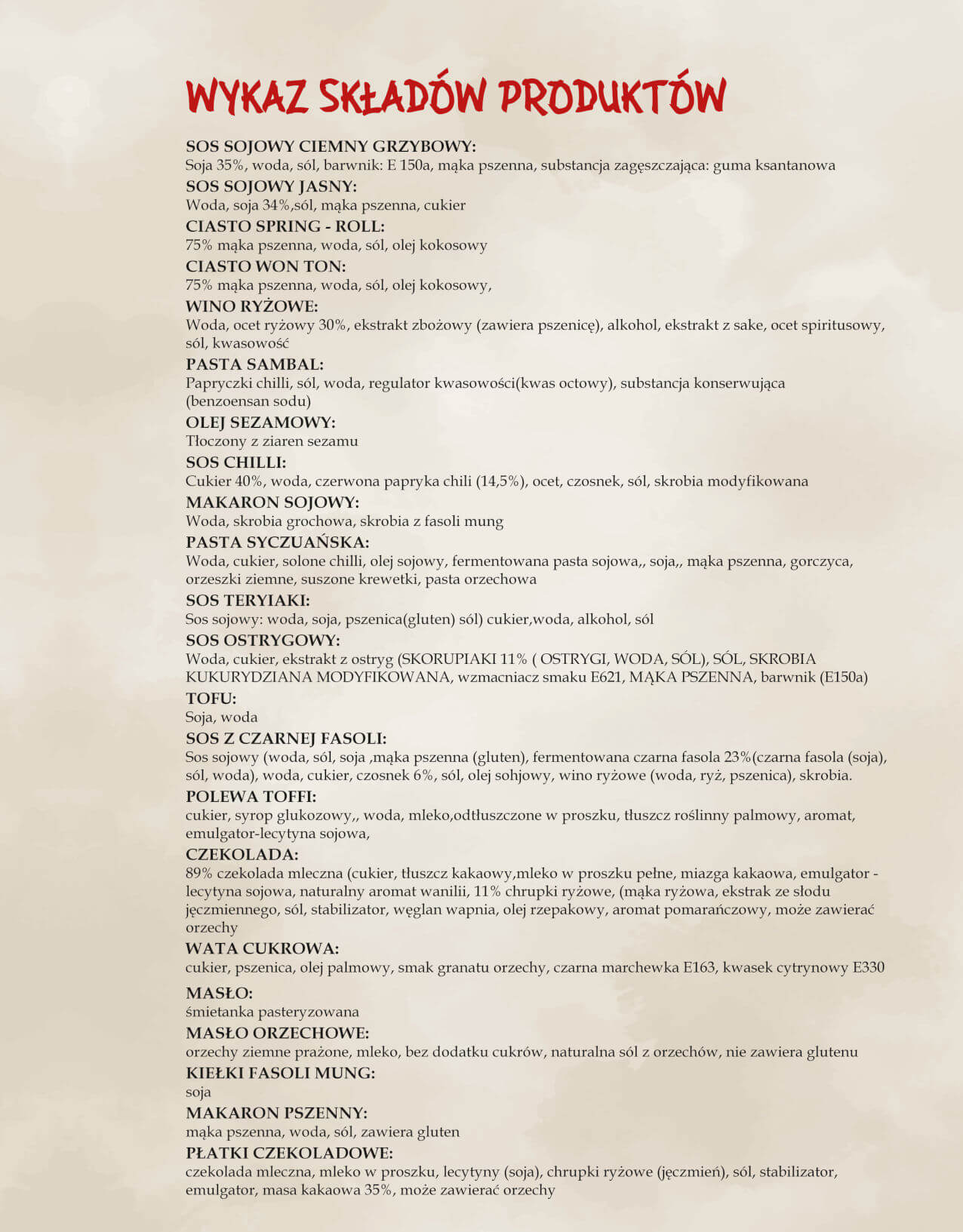 menu Złoty Imbir karta nr 19