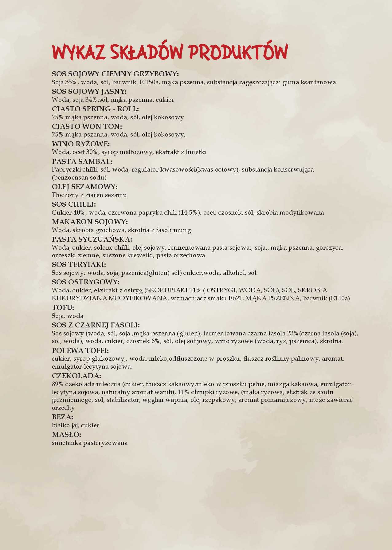 menu Złoty Imbir karta nr 19