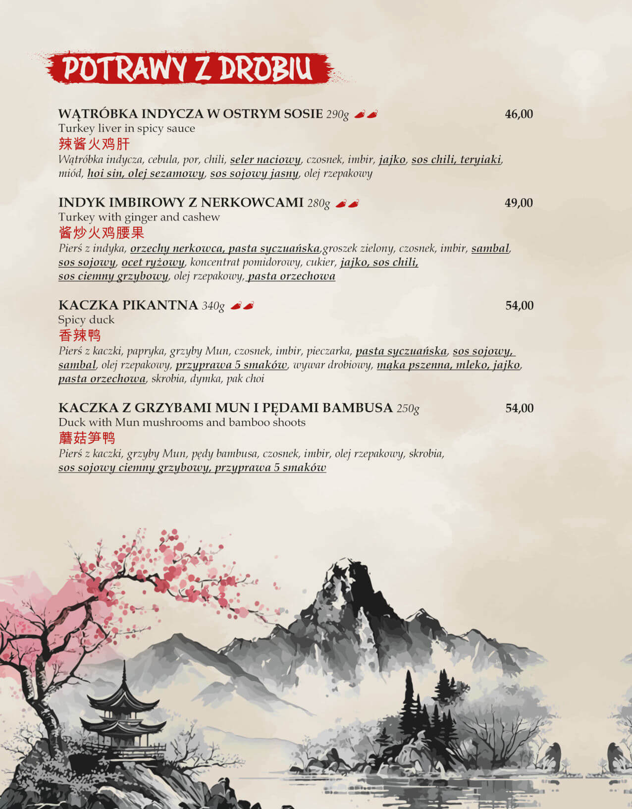 menu Złoty Imbir karta nr 6