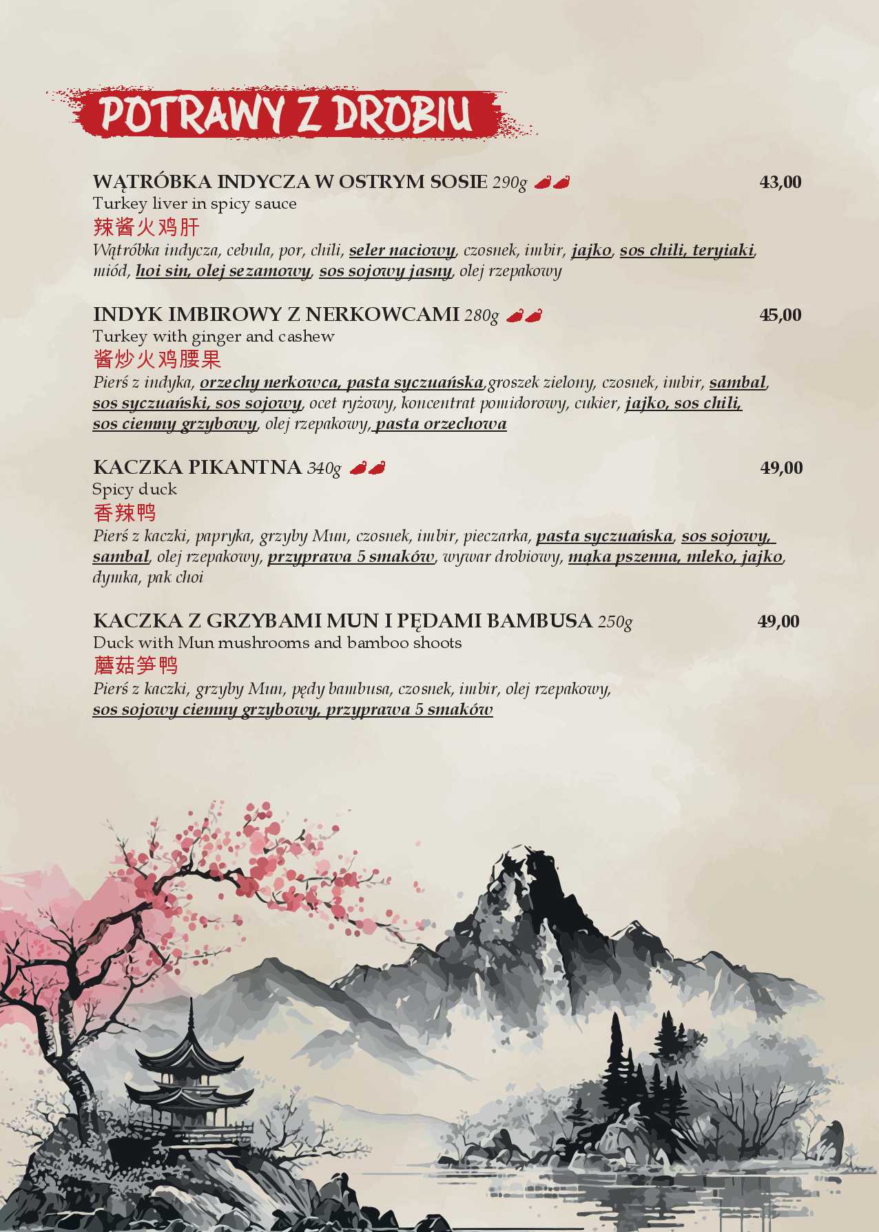 menu Złoty Imbir karta nr 6